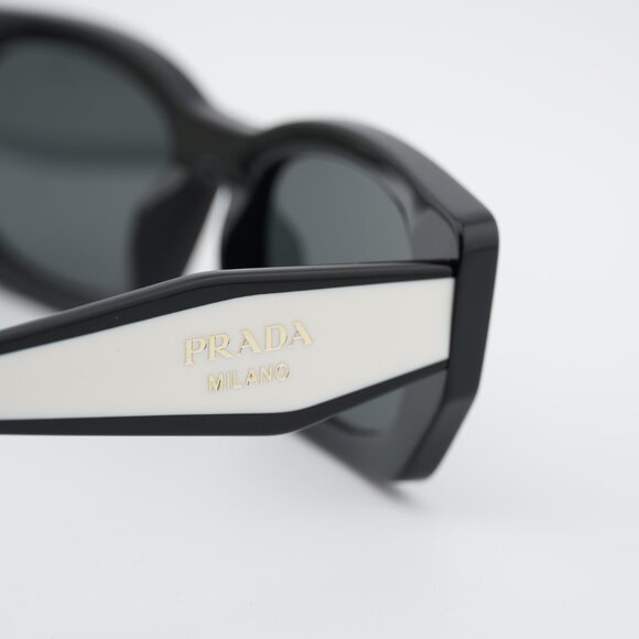 Prada PRB05S 09Q08Z Sunglasses Black Rectangle Frame, Dark Grey Lenses main image 10